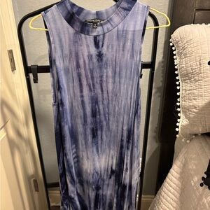 Blue Tie-Dye Sleeveless Dress